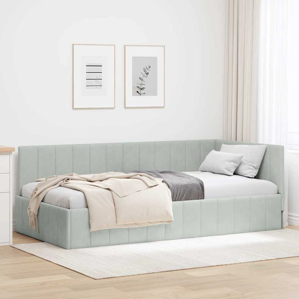 Lova Kampinė lovos konstrukcija Šviesiai pilka 90 cm x 190 cm