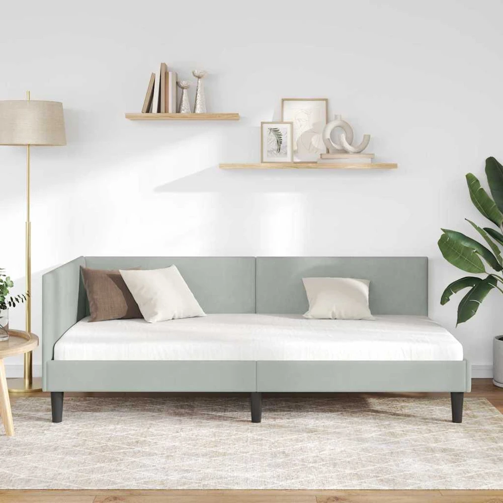 Lova Kampinė lovos konstrukcija Šviesiai pilka 90 cm x 200 cm