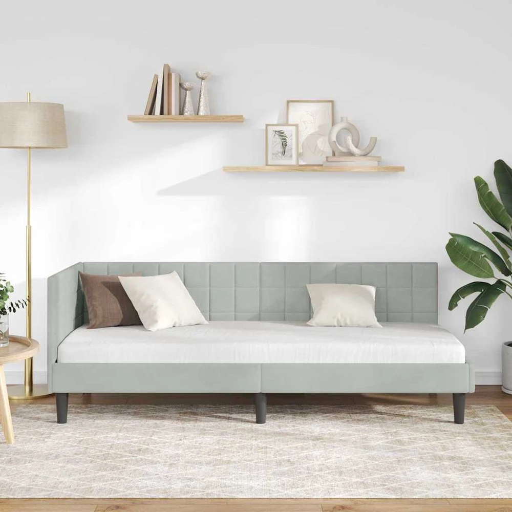 Lova Kampinė lovos konstrukcija Šviesiai pilka 80 cm x 200 cm