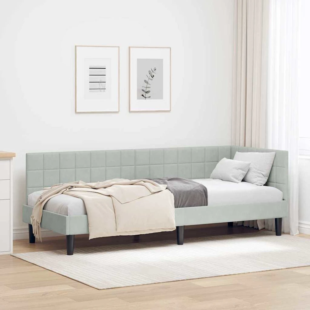 Lova Kampinė lovos konstrukcija Šviesiai pilka 80 cm x 200 cm