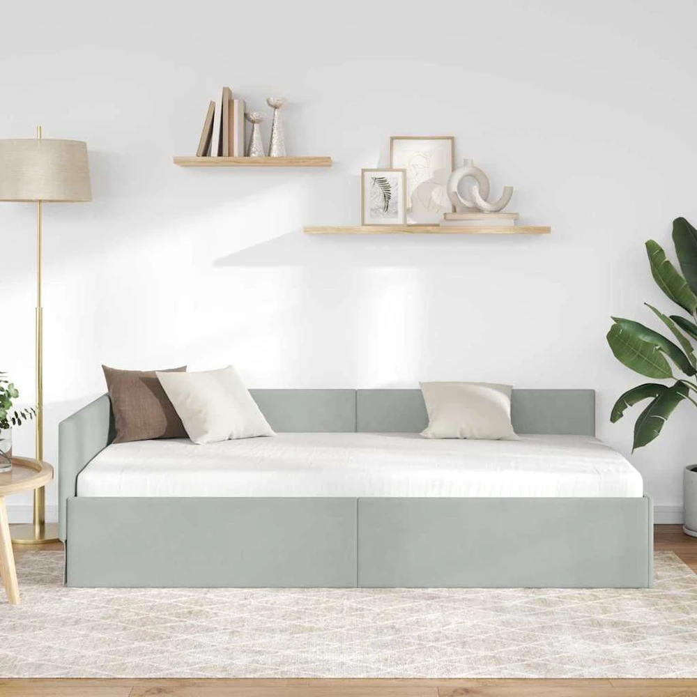 Lova Kampinė lovos konstrukcija Šviesiai pilka 90 cm x 200 cm