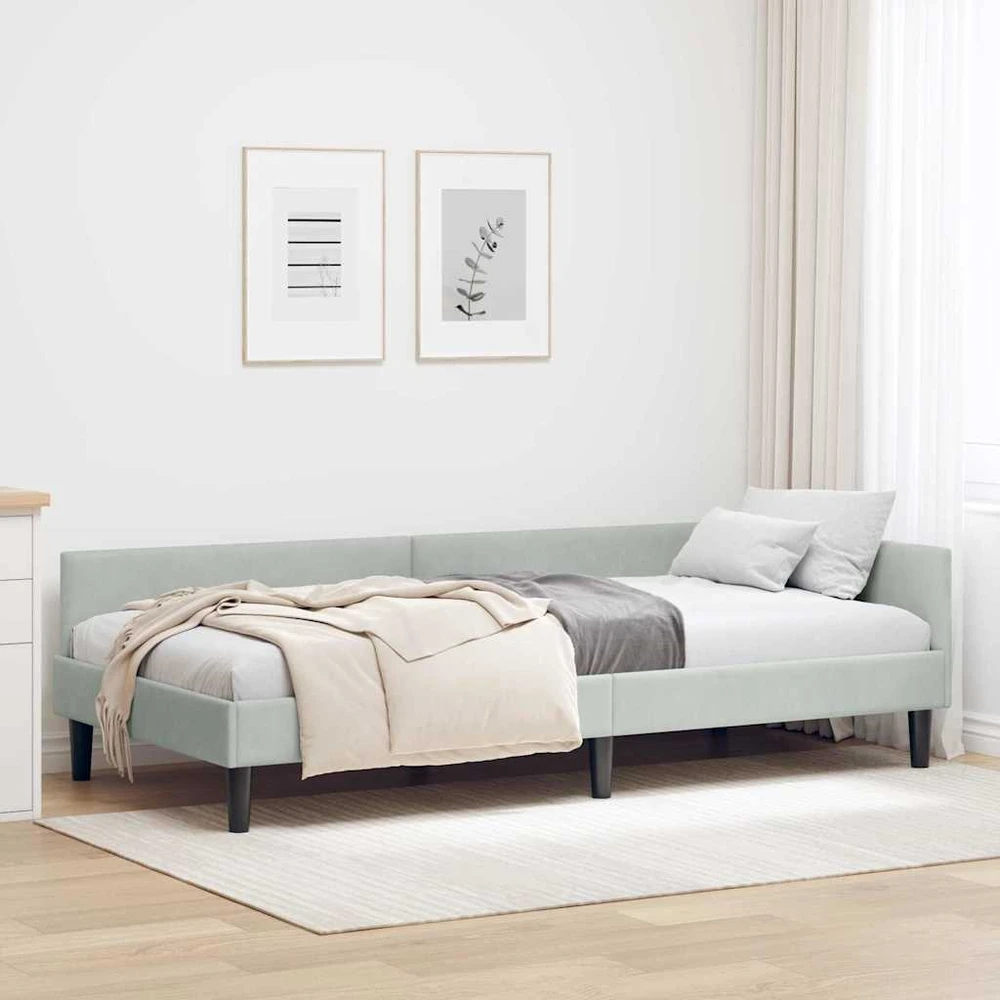 Lova Kampinė lovos konstrukcija Šviesiai pilka 100 cm x 200 cm