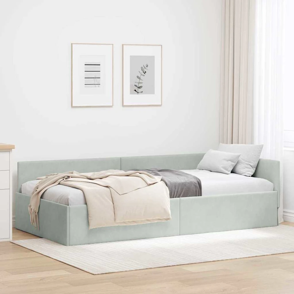 Lova Kampinė lovos konstrukcija Šviesiai pilka 80 cm x 200 cm