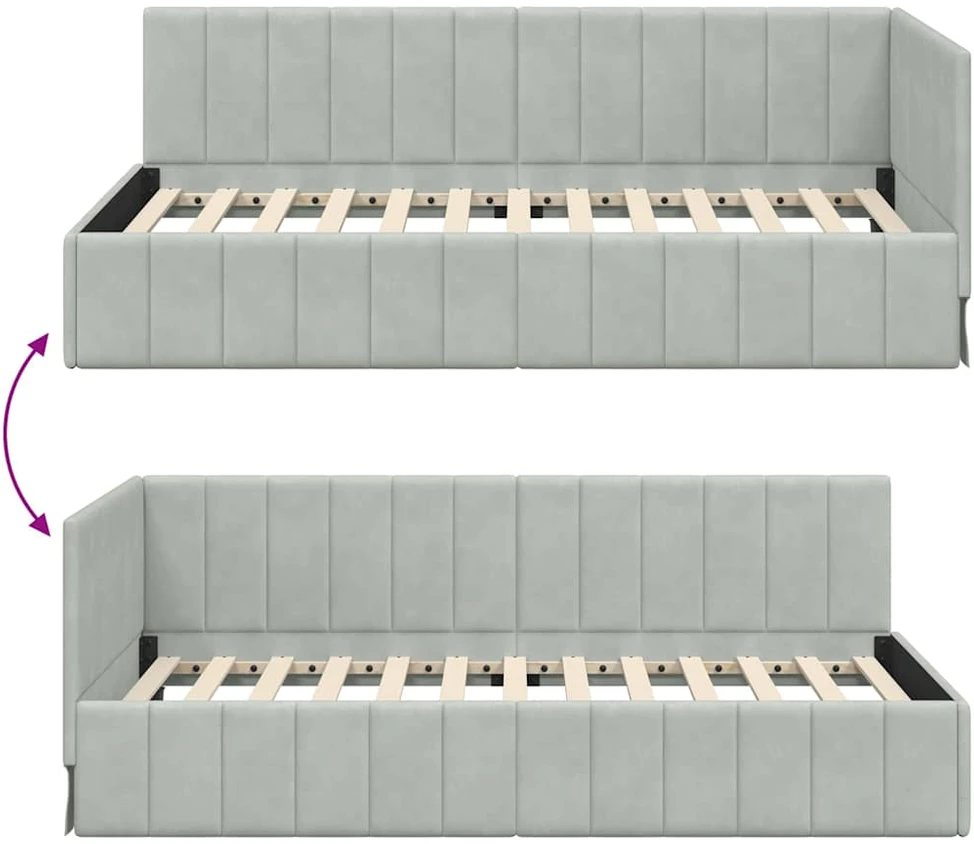 Lova Kampinė lovos konstrukcija Šviesiai pilka 90 cm x 200 cm