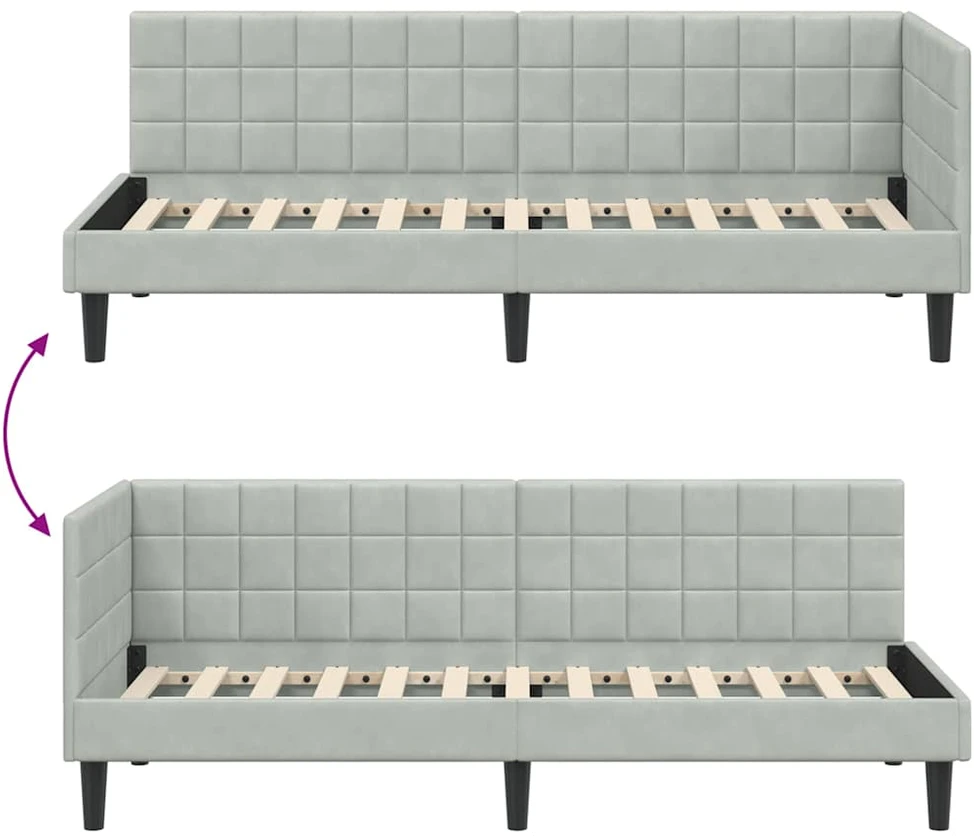 Lova Kampinė lovos konstrukcija Šviesiai pilka 80 cm x 200 cm
