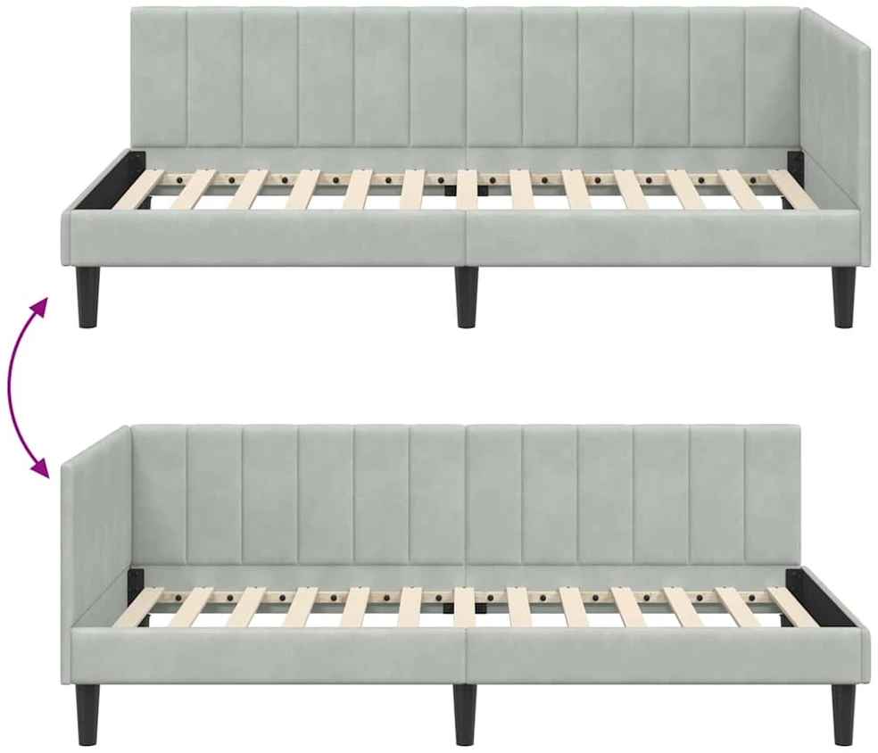 Lova Kampinė lovos konstrukcija Šviesiai pilka 100 cm x 200 cm