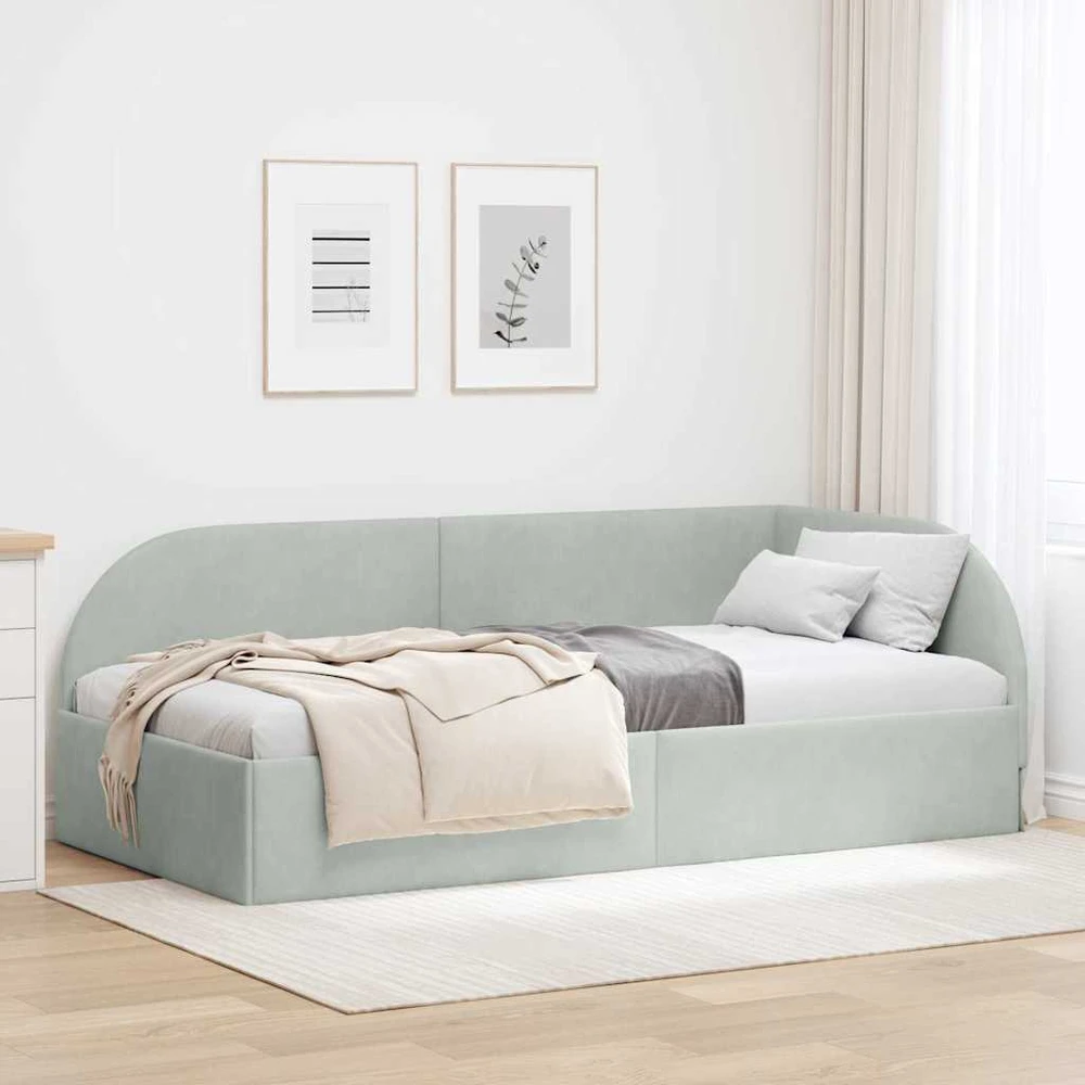 Lova Kampinė lovos konstrukcija Šviesiai pilka 90 cm x 200 cm
