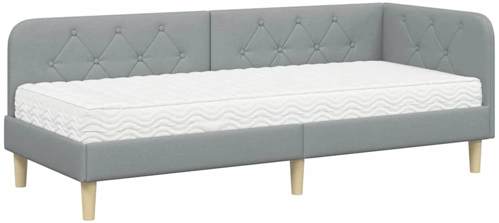 Lova Kampinė lovos konstrukcija Šviesiai pilka 80 x 200 cm audinys
