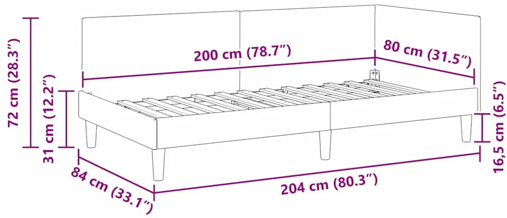 Lova Kampinė lovos konstrukcija Šviesiai pilka 80 cm x 200 cm