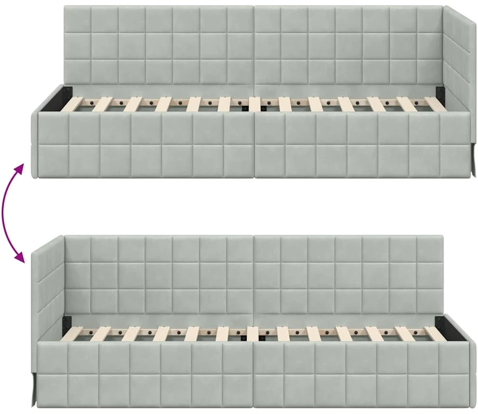 Lova Kampinė lovos konstrukcija Šviesiai pilka 80 cm x 200 cm