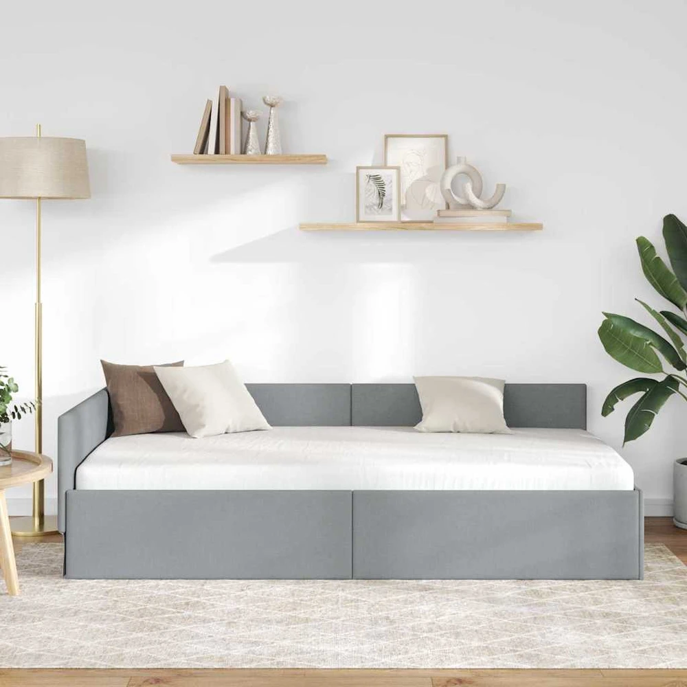 Lova Kampinė lovos konstrukcija Šviesiai pilka 90 cm x 200 cm