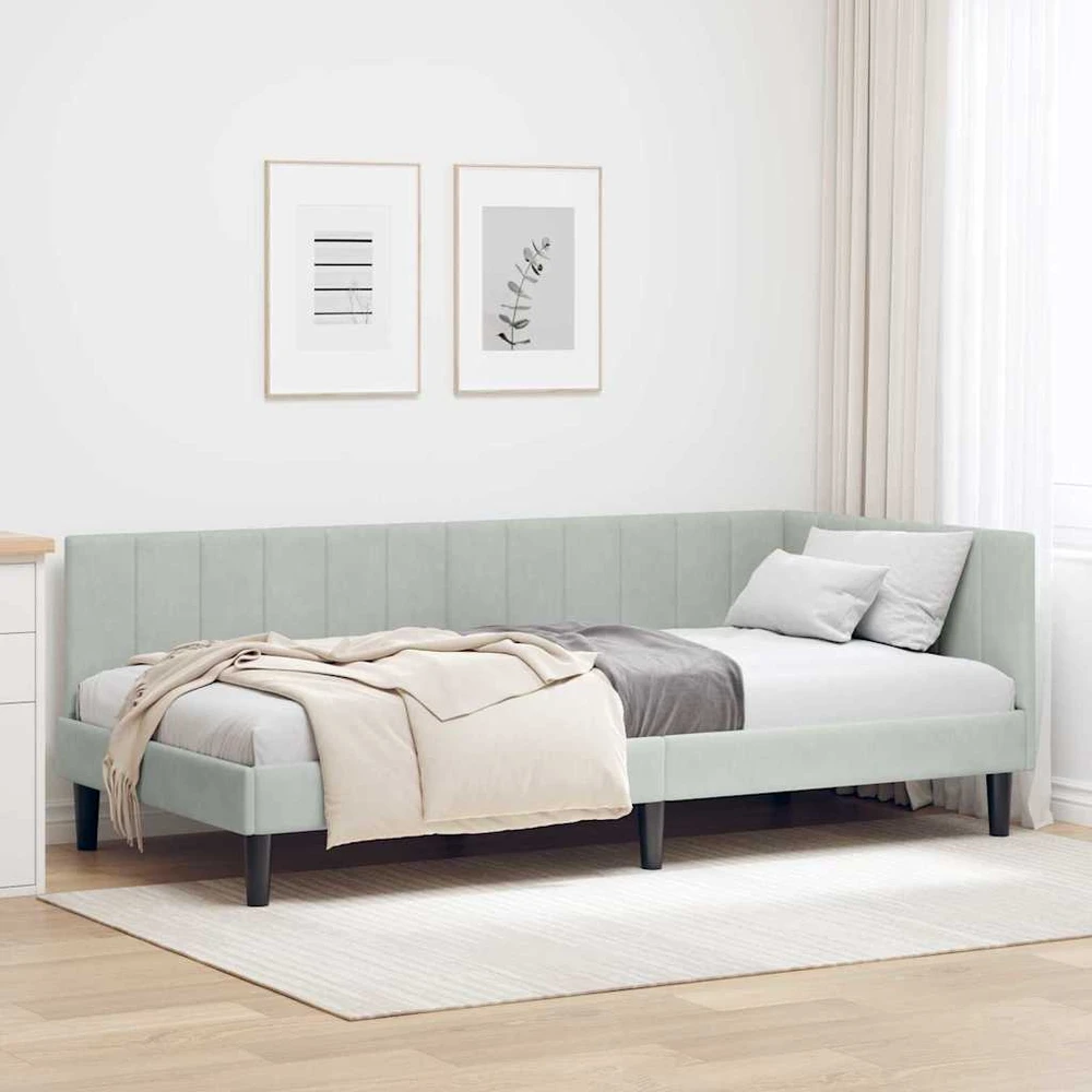 Lova Kampinė lovos konstrukcija Šviesiai pilka 90 cm x 200 cm