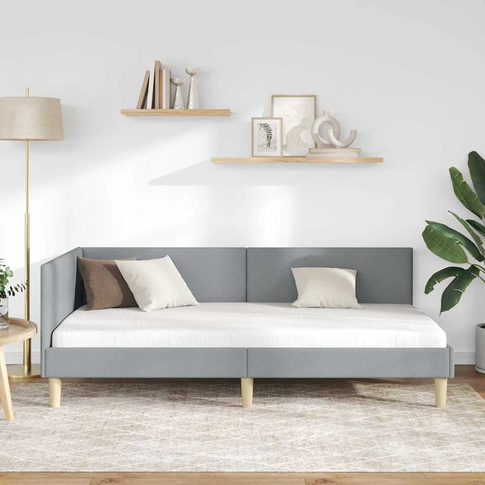 Lova Kampinė lovos konstrukcija Šviesiai pilka 80 cm x 200 cm