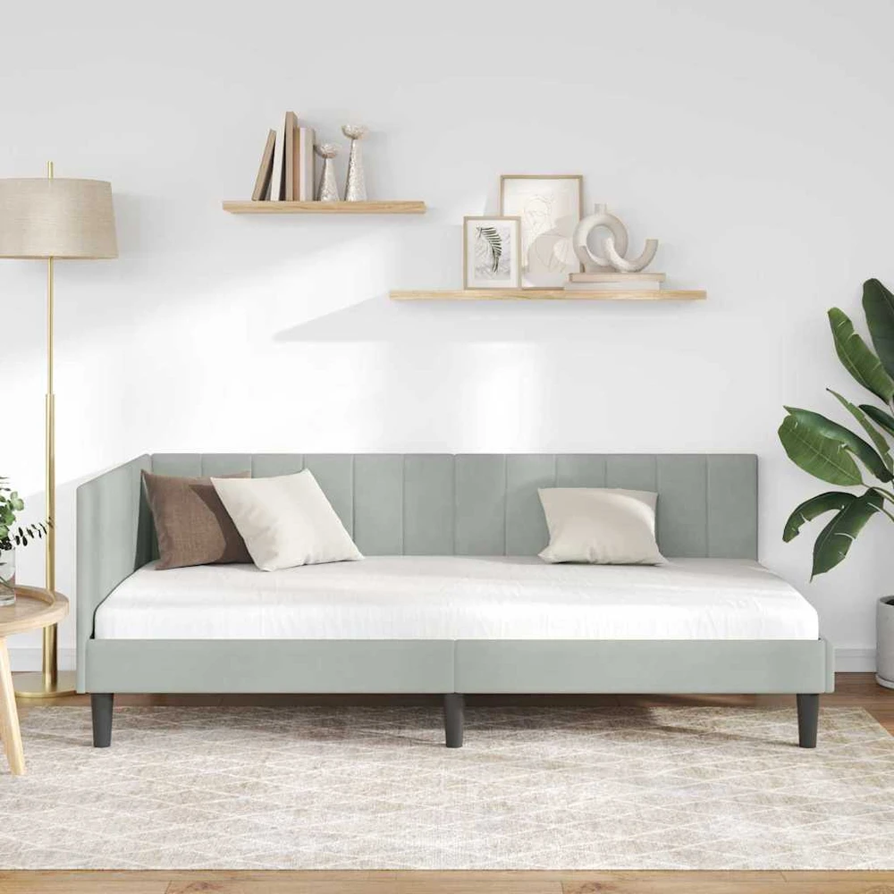 Lova Kampinė lovos konstrukcija Šviesiai pilka 90 cm x 200 cm