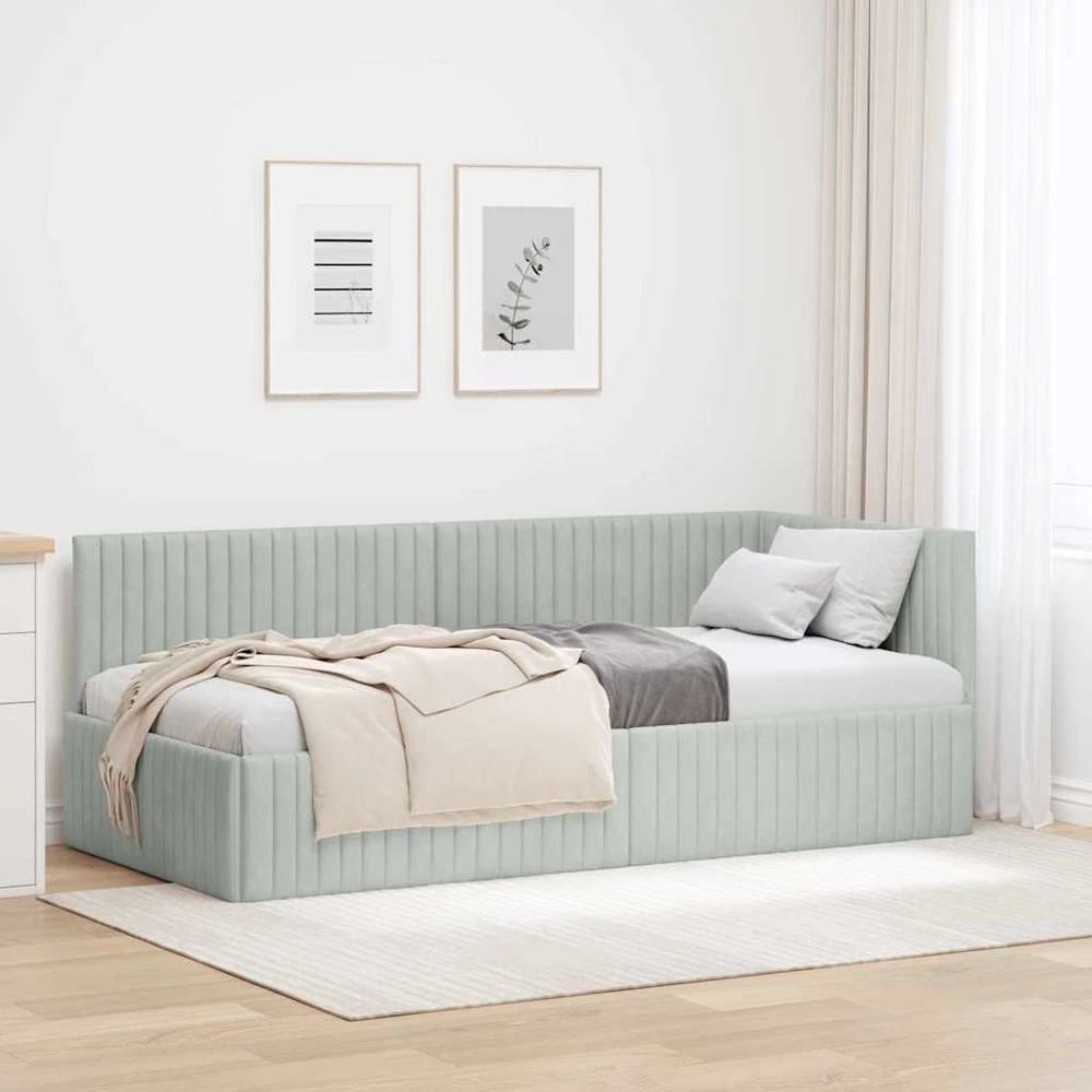 Lova Kampinė lovos konstrukcija Šviesiai pilka 90 cm x 190 cm