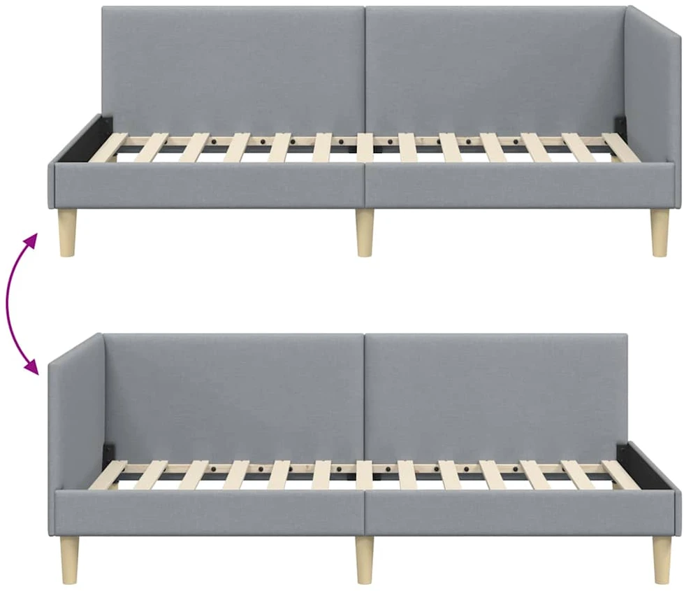 Lova Kampinė lovos konstrukcija Šviesiai pilka 80 cm x 200 cm