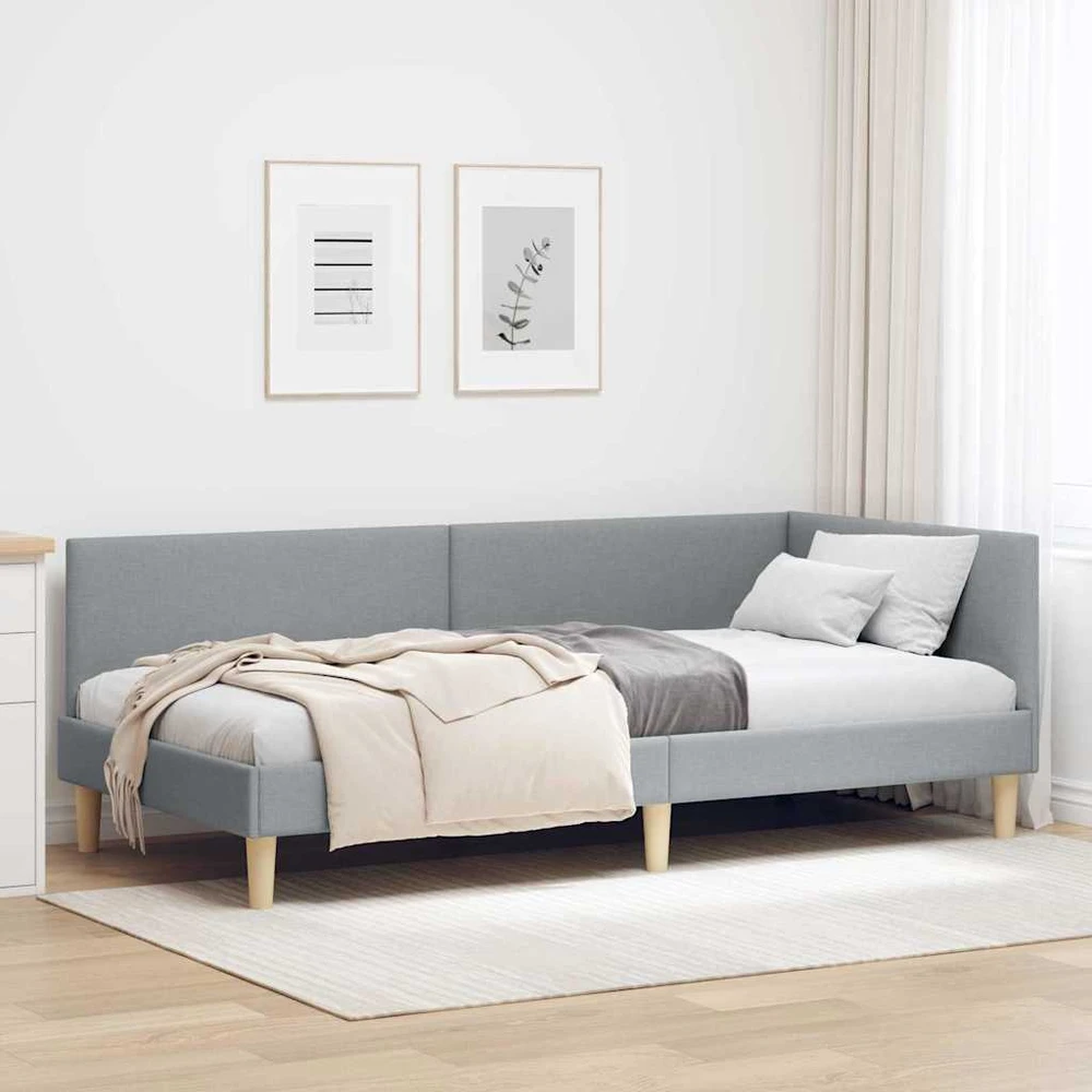 Lova Kampinė lovos konstrukcija Šviesiai pilka 80 cm x 200 cm