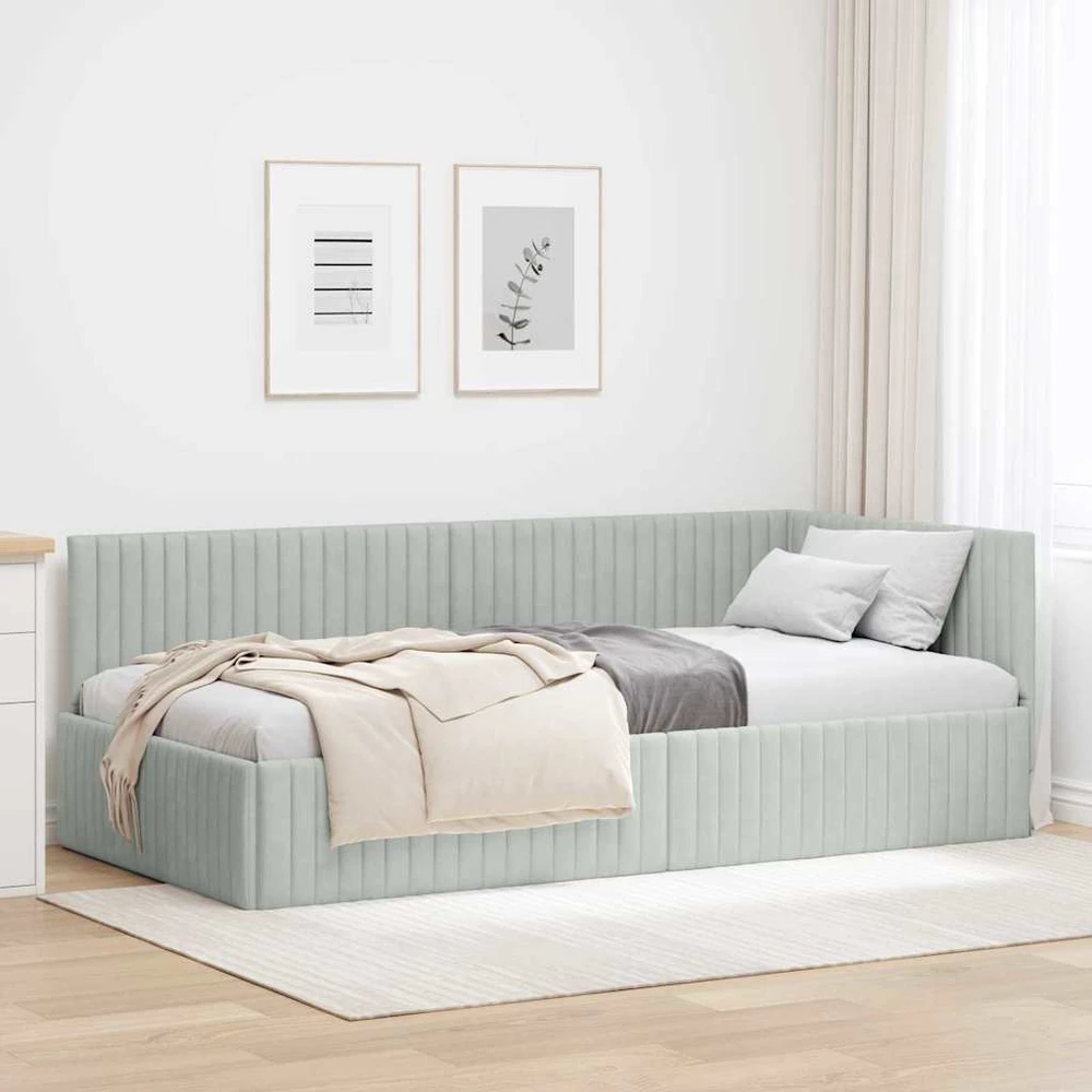 Lova Kampinė lovos konstrukcija Šviesiai pilka 100 cm x 200 cm
