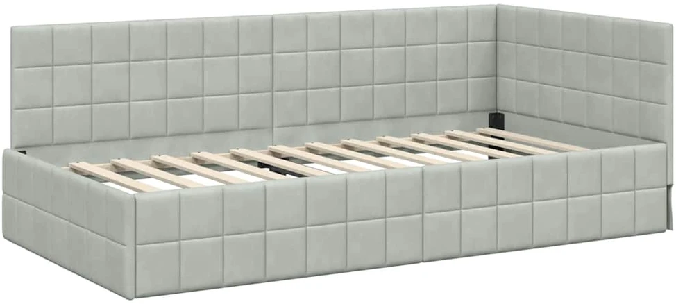 Lova Kampinė lovos konstrukcija Šviesiai pilka 90 cm x 200 cm