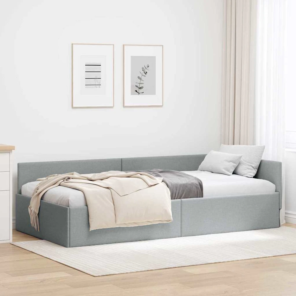 Lova Kampinė lovos konstrukcija Šviesiai pilka 100 cm x 200 cm
