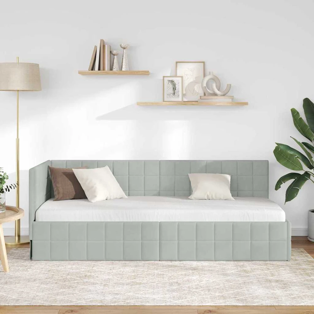 Lova Kampinė lovos konstrukcija Šviesiai pilka 80 cm x 200 cm