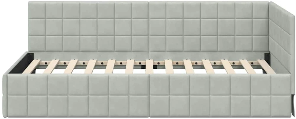 Lova Kampinė lovos konstrukcija Šviesiai pilka 90 cm x 200 cm
