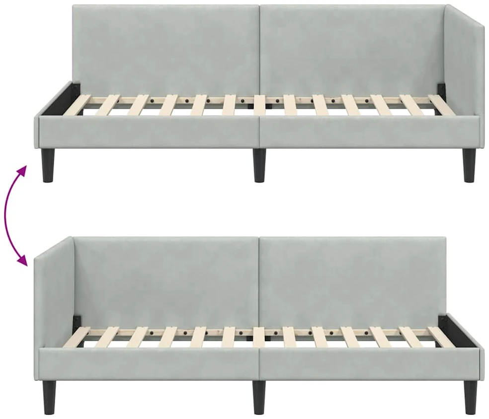 Lova Kampinė lovos konstrukcija Šviesiai pilka 90 cm x 200 cm
