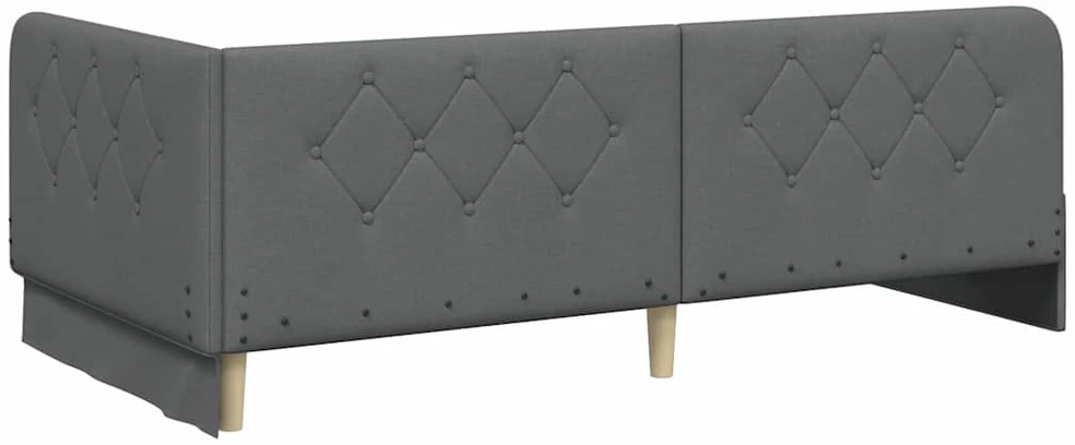 Lova Kampinė lovos konstrukcija Tamsiai pilka 100 x 200 cm audinys