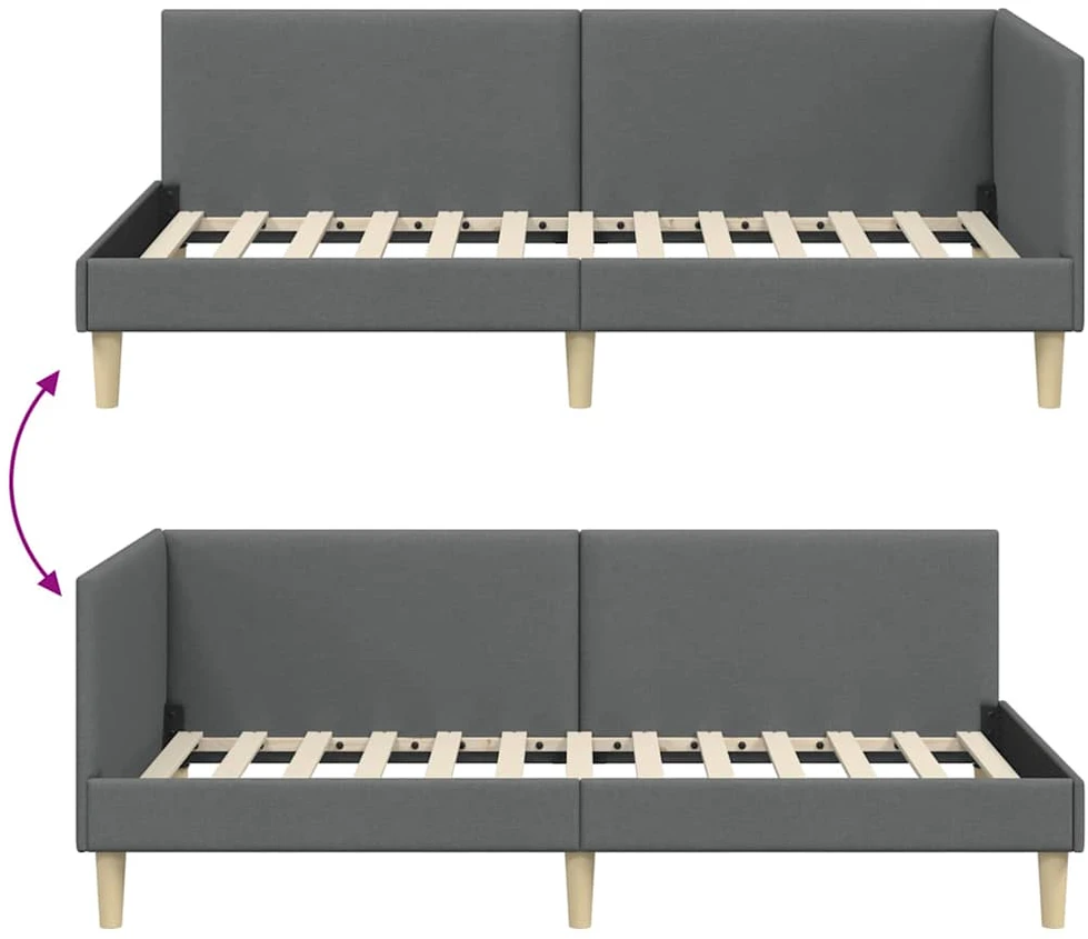 Lova Kampinė lovos konstrukcija Tamsiai pilka 100 cm x 200 cm