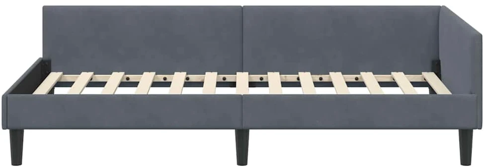 Lova Kampinė lovos konstrukcija Tamsiai pilka 90 cm x 200 cm Aksomas