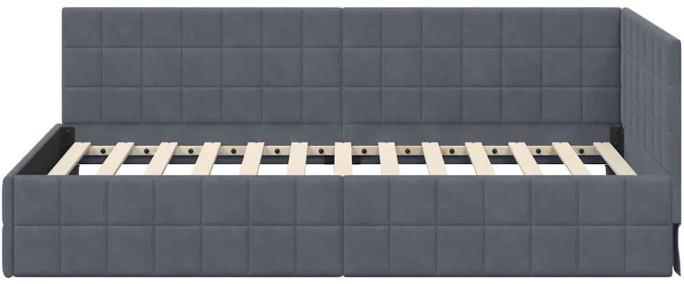 Lova Kampinė lovos konstrukcija Tamsiai pilka 90 cm x 200 cm Aksomas