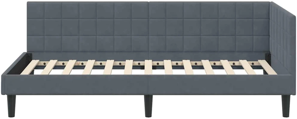 Lova Kampinė lovos konstrukcija Tamsiai pilka 90 cm x 200 cm Aksomas