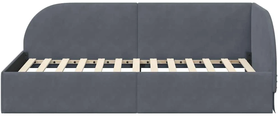 Lova Kampinė lovos konstrukcija Tamsiai pilka 80 cm x 200 cm Aksomas