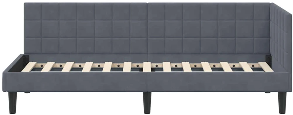 Lova Kampinė lovos konstrukcija Tamsiai pilka 80 cm x 200 cm Aksomas