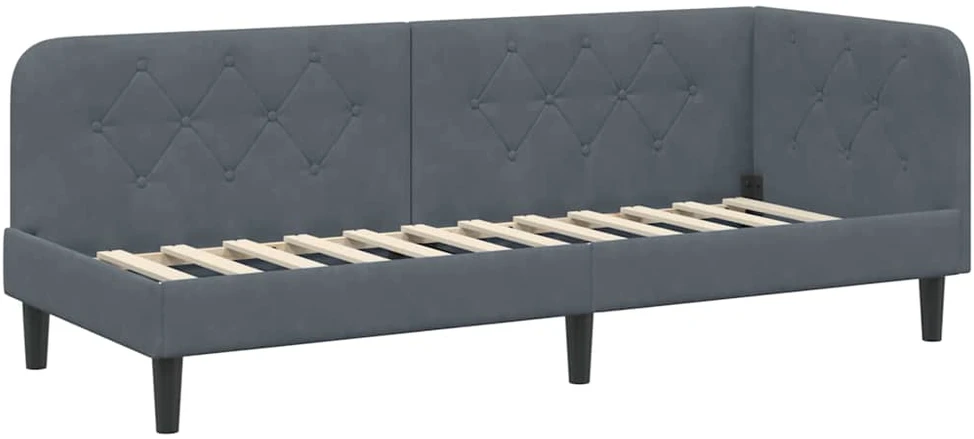 Lova Kampinė lovos konstrukcija Tamsiai pilka 80 x 200 cm Aksomas