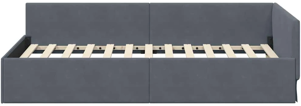 Lova Kampinė lovos konstrukcija Tamsiai pilka 80 cm x 200 cm Aksomas