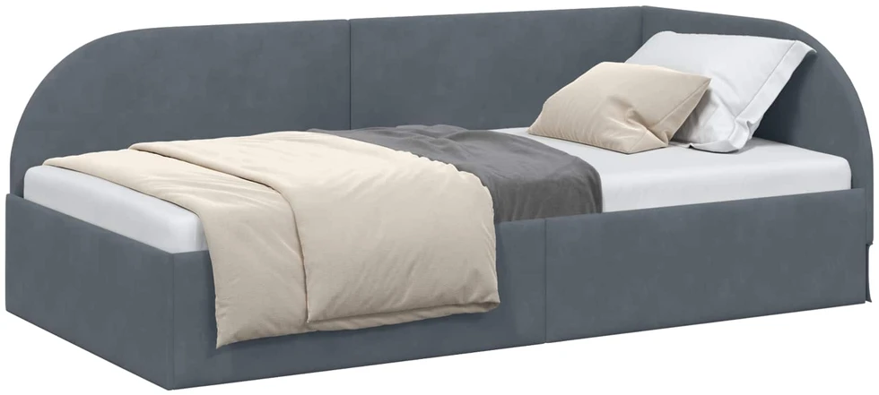 Lova Kampinė lovos konstrukcija Tamsiai pilka 90 cm x 200 cm Aksomas