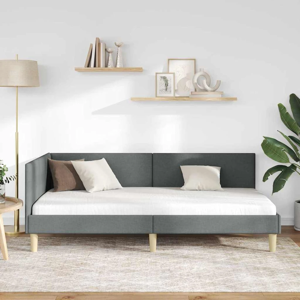 Lova Kampinė lovos konstrukcija Tamsiai pilka 100 cm x 200 cm