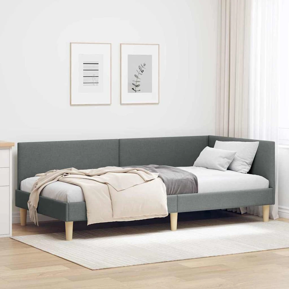 Lova Kampinė lovos konstrukcija Tamsiai pilka 100 cm x 200 cm