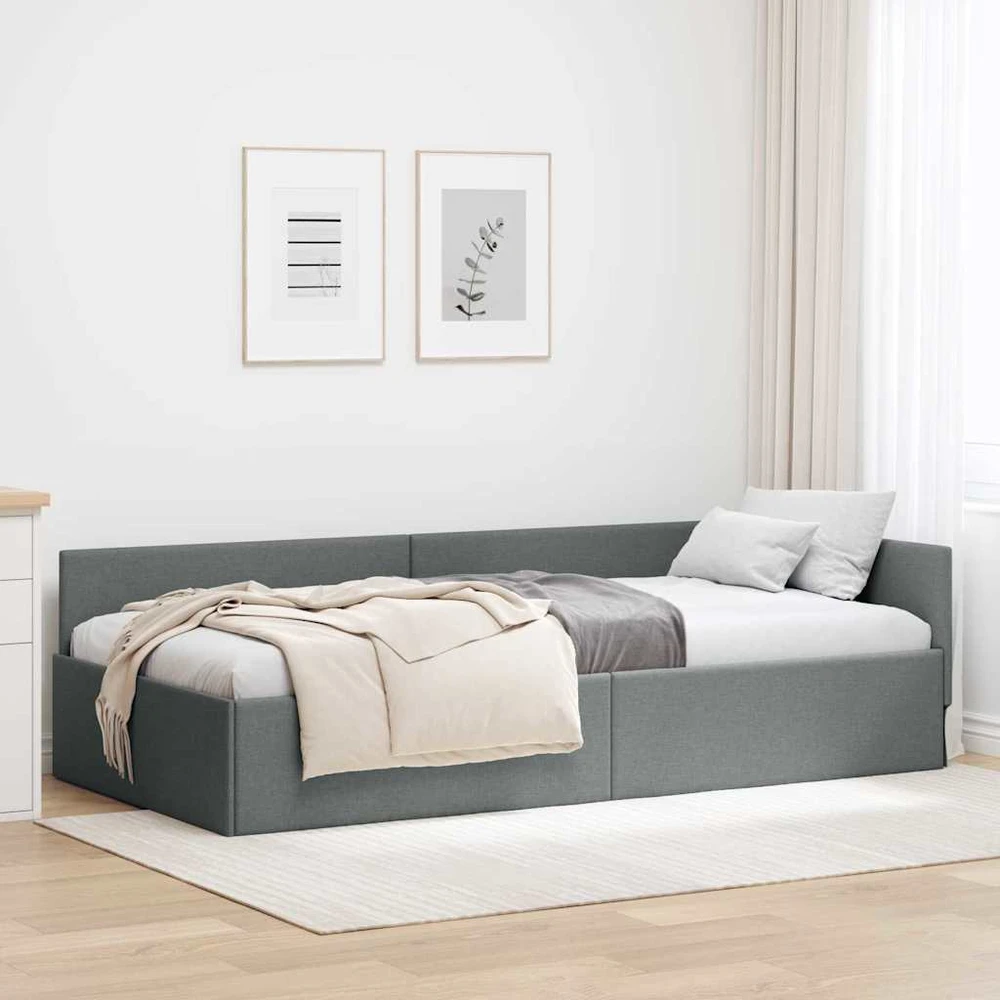 Lova Kampinė lovos konstrukcija Tamsiai pilka 100 cm x 200 cm