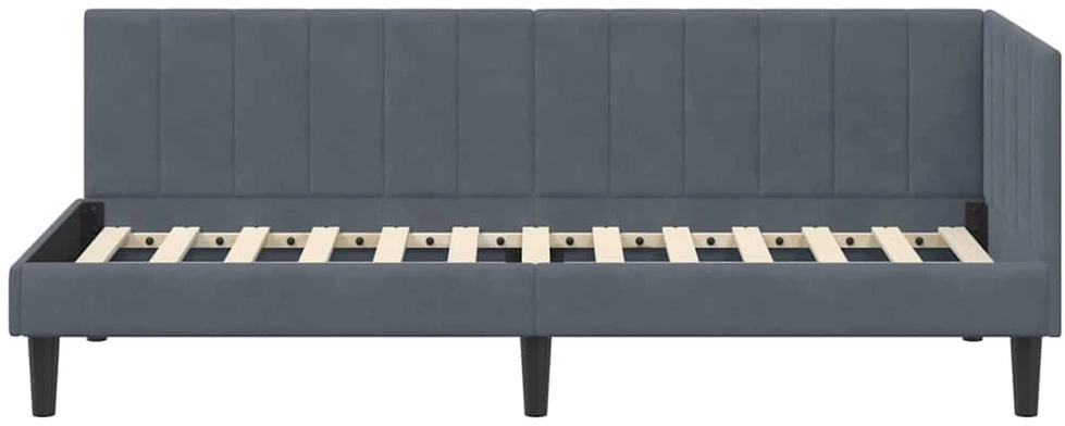 Lova Kampinė lovos konstrukcija Tamsiai pilka 80 cm x 200 cm Aksomas