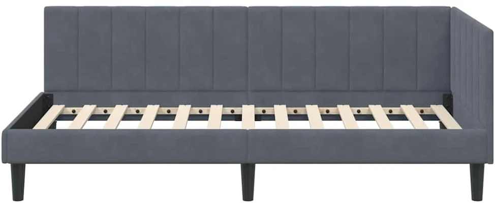 Lova Kampinė lovos konstrukcija Tamsiai pilka 90 cm x 190 cm Aksomas