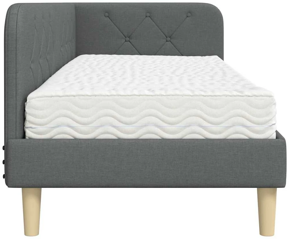Lova Kampinė lovos konstrukcija Tamsiai pilka 80 x 200 cm audinys