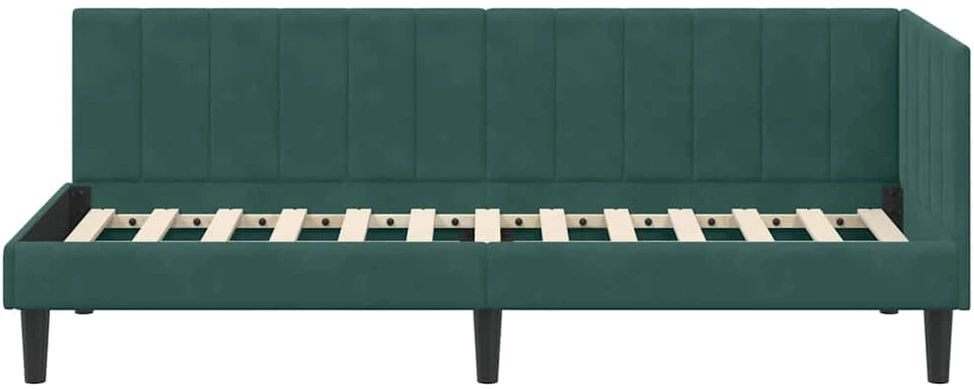 Lova Kampinė lovos konstrukcija Tamsiai žalia 80 cm x 200 cm Aksomas