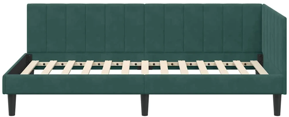 Lova Kampinė lovos konstrukcija Tamsiai žalia 90 cm x 200 cm Aksomas