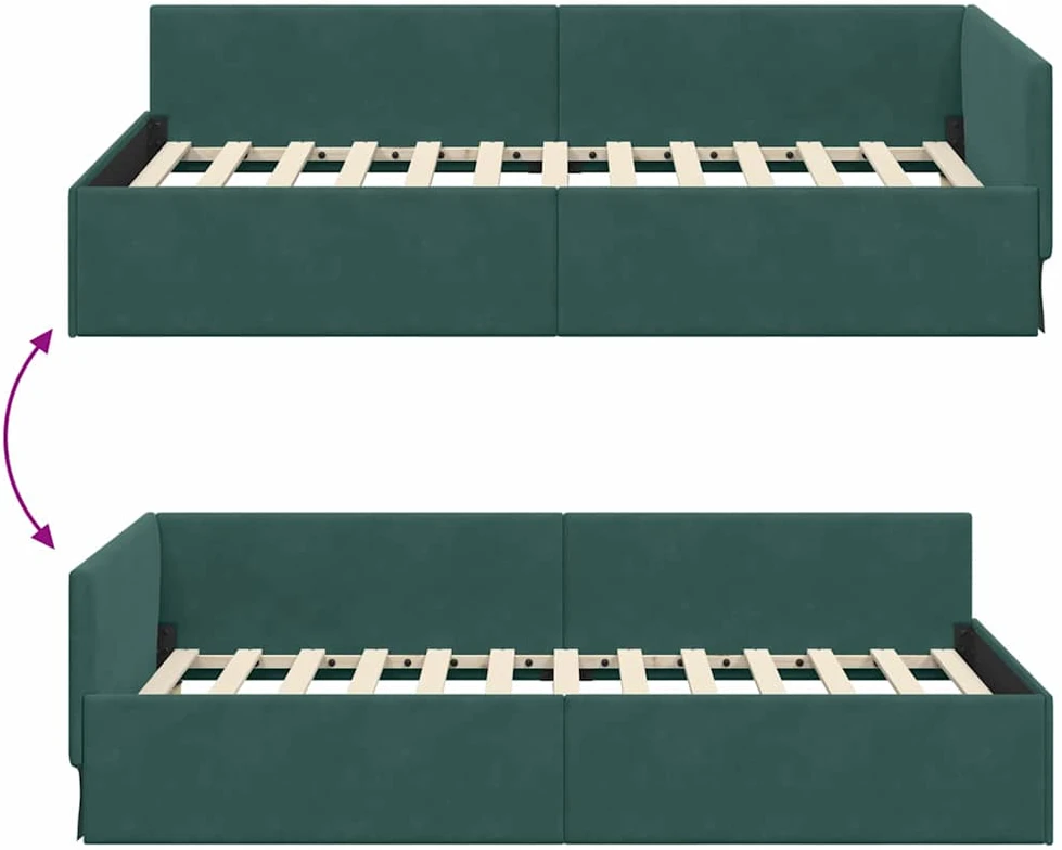 Lova Kampinė lovos konstrukcija Tamsiai žalia 100 cm x 200 cm