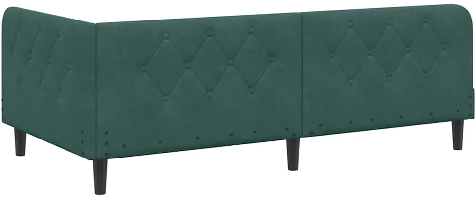 Lova Kampinė lovos konstrukcija Tamsiai žalia 90 x 200 cm Aksomas