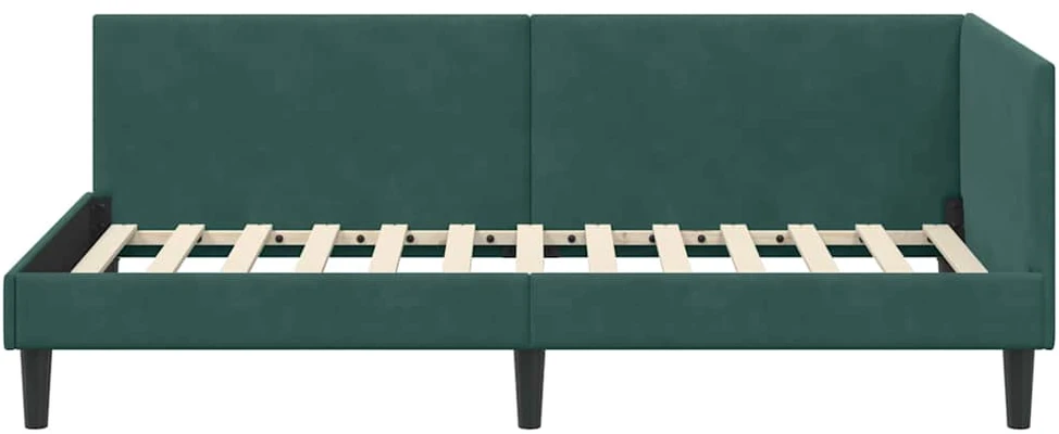 Lova Kampinė lovos konstrukcija Tamsiai žalia 90 cm x 200 cm Aksomas