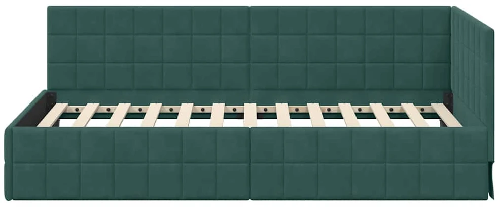 Lova Kampinė lovos konstrukcija Tamsiai žalia 100 cm x 200 cm