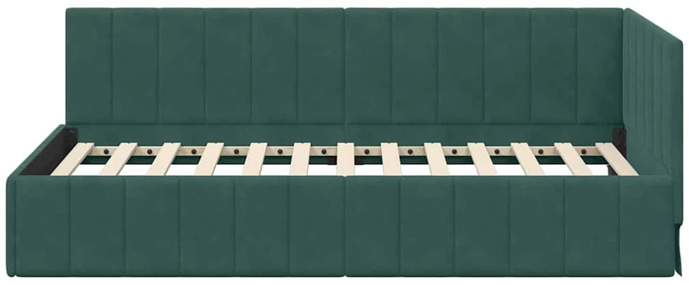 Lova Kampinė lovos konstrukcija Tamsiai žalia 90 cm x 200 cm Aksomas